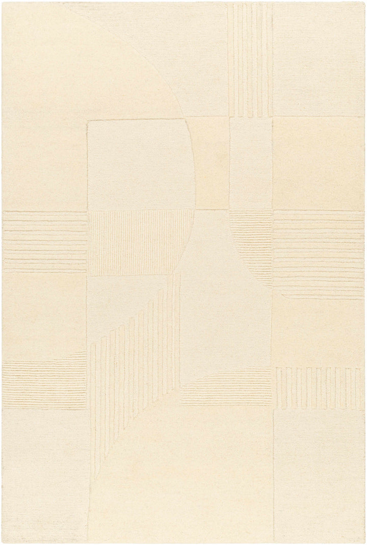 Cream Hand Tufted 100% Wool Modern Rectangle Handmade rug, Indoor use only, no fringe, non-washable.