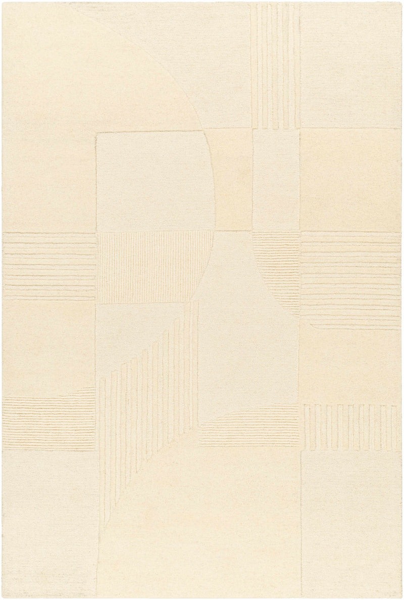 Cream Hand Tufted 100% Wool Modern Rectangle Handmade rug, Indoor use only, no fringe, non-washable.