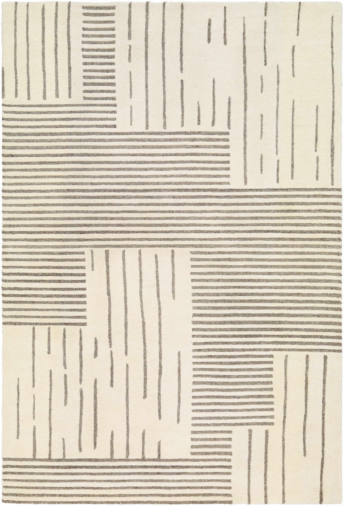 Charcoal Hand Tufted 100% Wool Modern Rectangle Handmade rug, Indoor use only, no fringe, non-washable.
