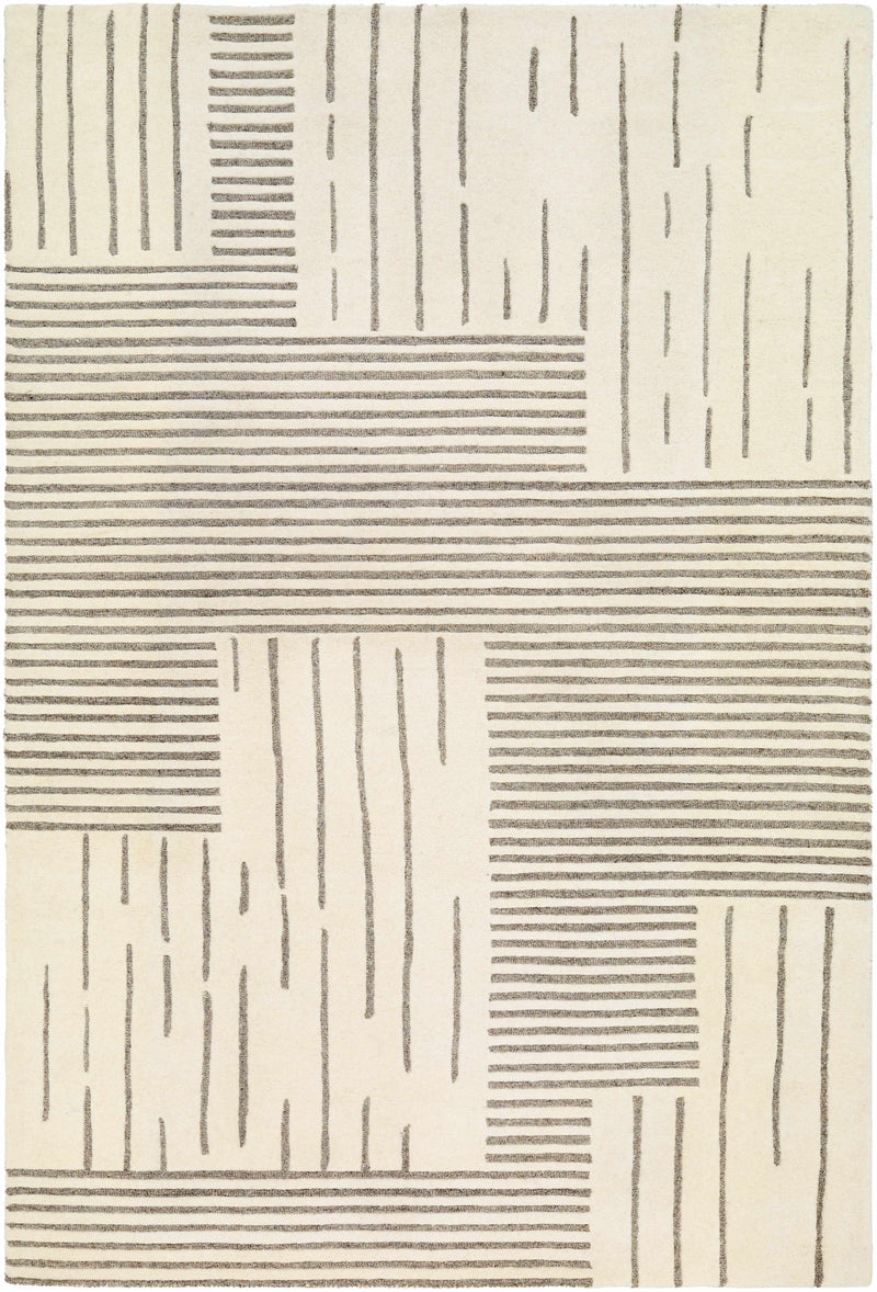 Charcoal Hand Tufted 100% Wool Modern Rectangle Handmade rug, Indoor use only, no fringe, non-washable.