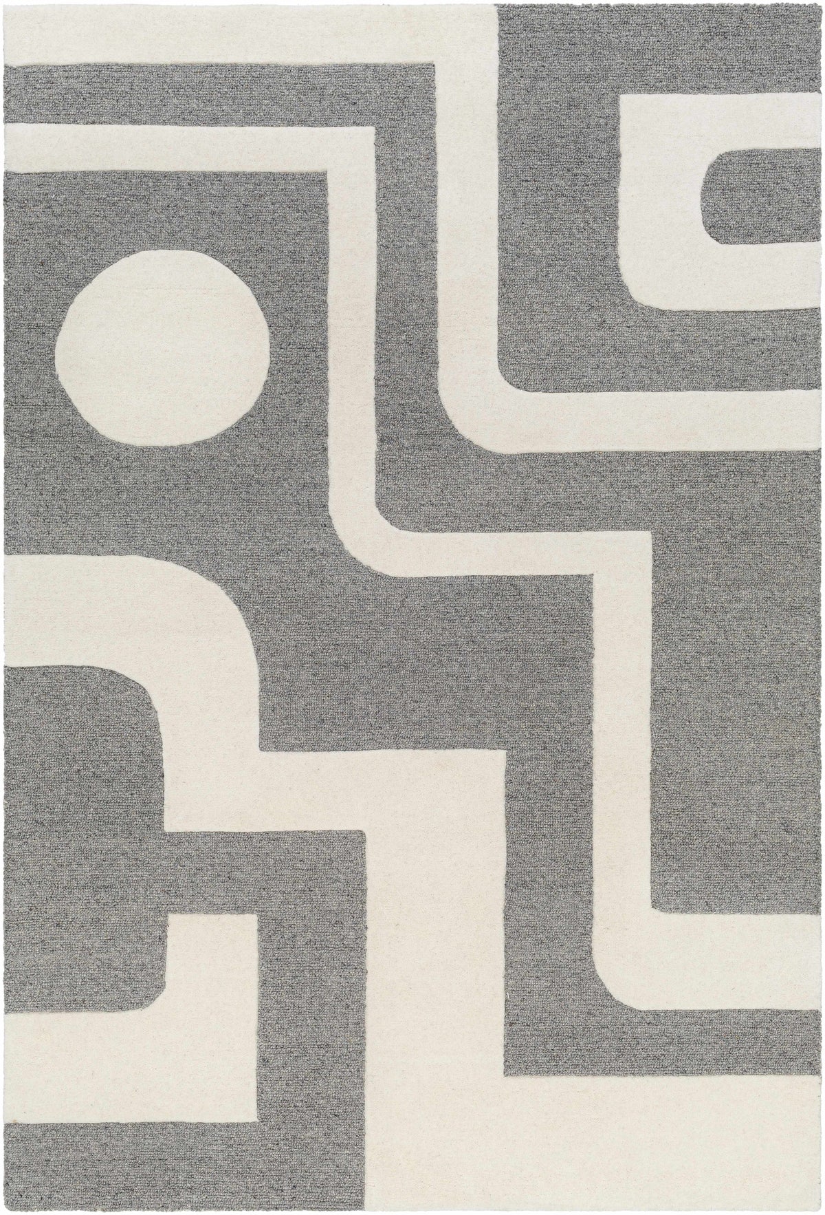 Beige Hand Tufted 100% Wool Modern Rectangle Handmade rug, Indoor use only, no fringe, non-washable.