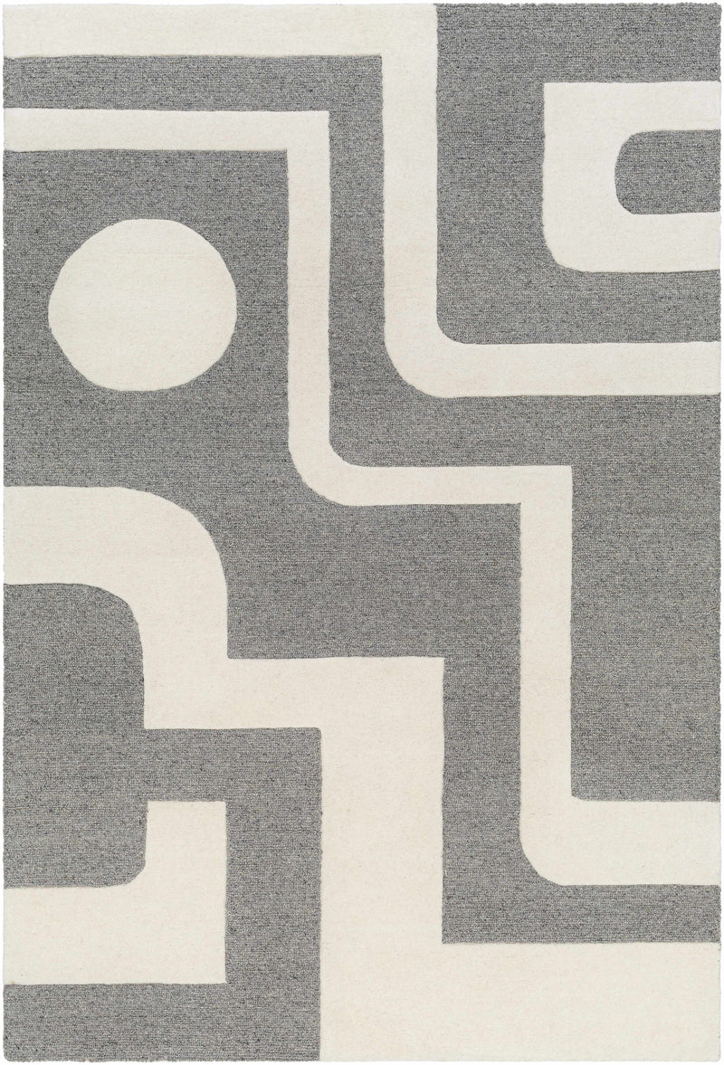 Beige Hand Tufted 100% Wool Modern Rectangle Handmade rug, Indoor use only, no fringe, non-washable.