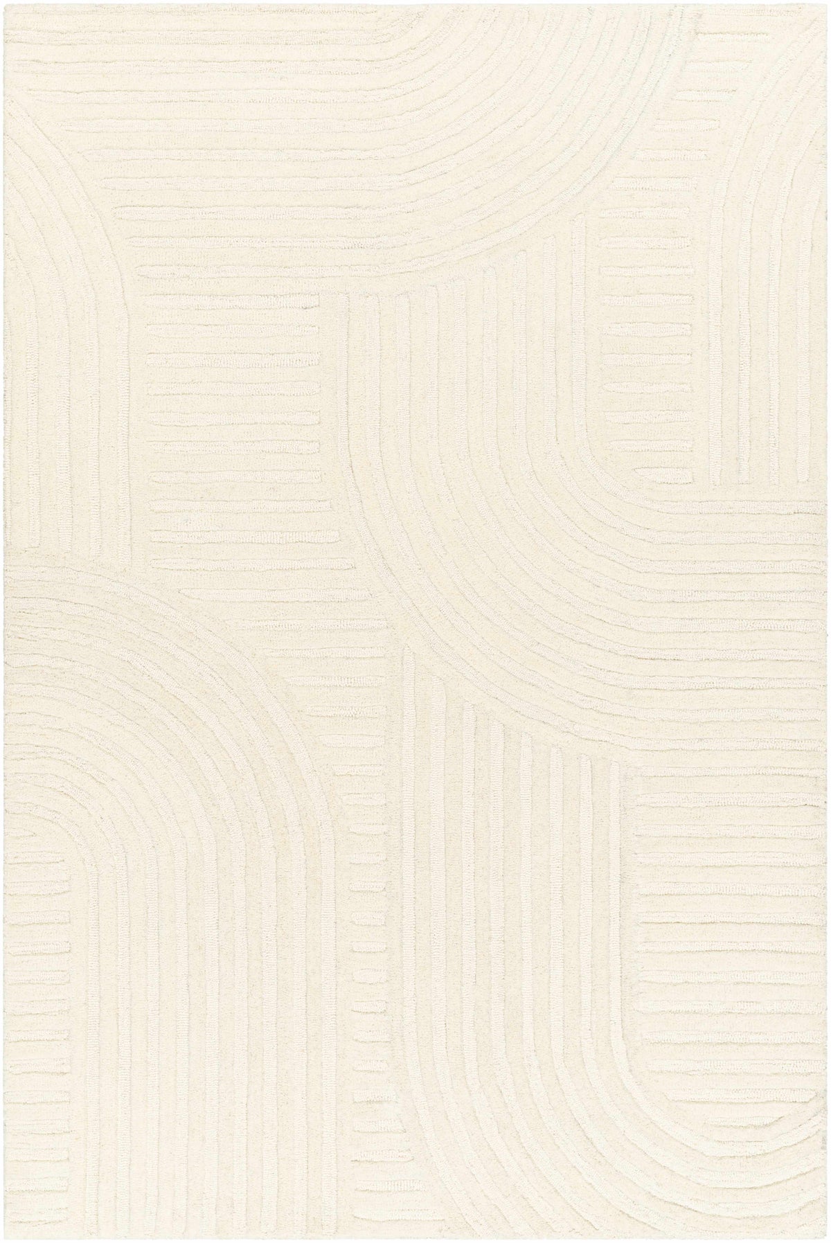 Beige Hand Tufted 100% Wool Modern Rectangle Handmade rug, Indoor use only, no fringe, non-washable.