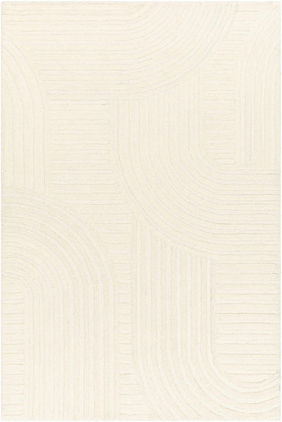 Beige Hand Tufted 100% Wool Modern Rectangle Handmade rug, Indoor use only, no fringe, non-washable.