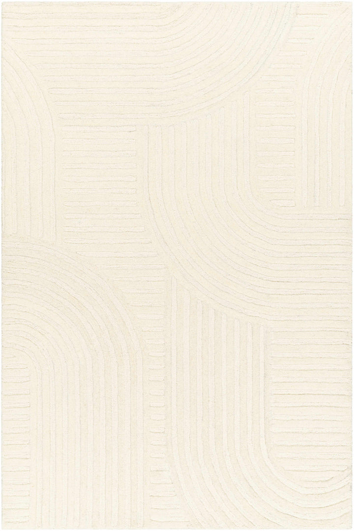 Beige Hand Tufted 100% Wool Modern Rectangle Handmade rug, Indoor use only, no fringe, non-washable.