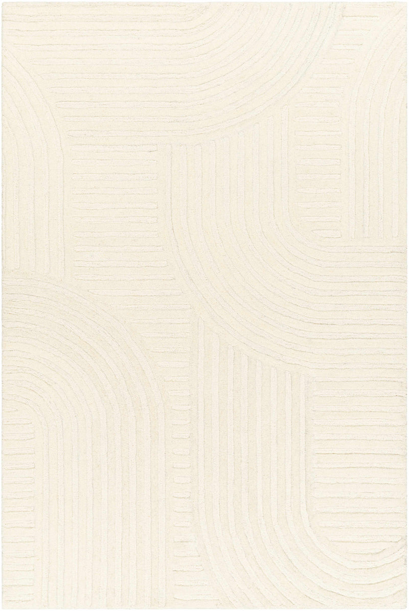 Beige Hand Tufted 100% Wool Modern Rectangle Handmade rug, Indoor use only, no fringe, non-washable.