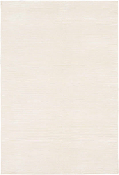 Cream Hand Knotted 60% Viscose, 40% NZ Wool Cottage Rectangle Handmade rug, Indoor use only, no fringe, non-washable.