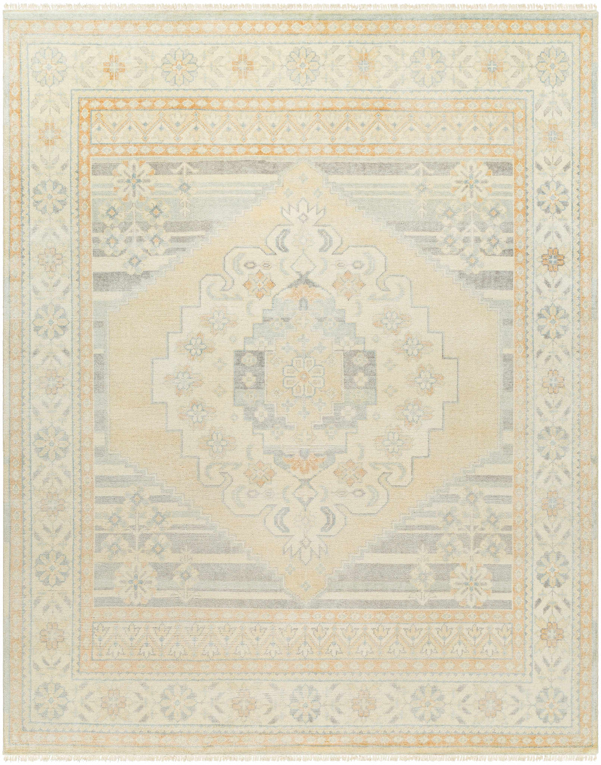 Wheat Hand Knotted 70% Wool, 30% Viscose Traditional Rectangle Handmade rug, Indoor use only, has fringe, non-washable. runner also available