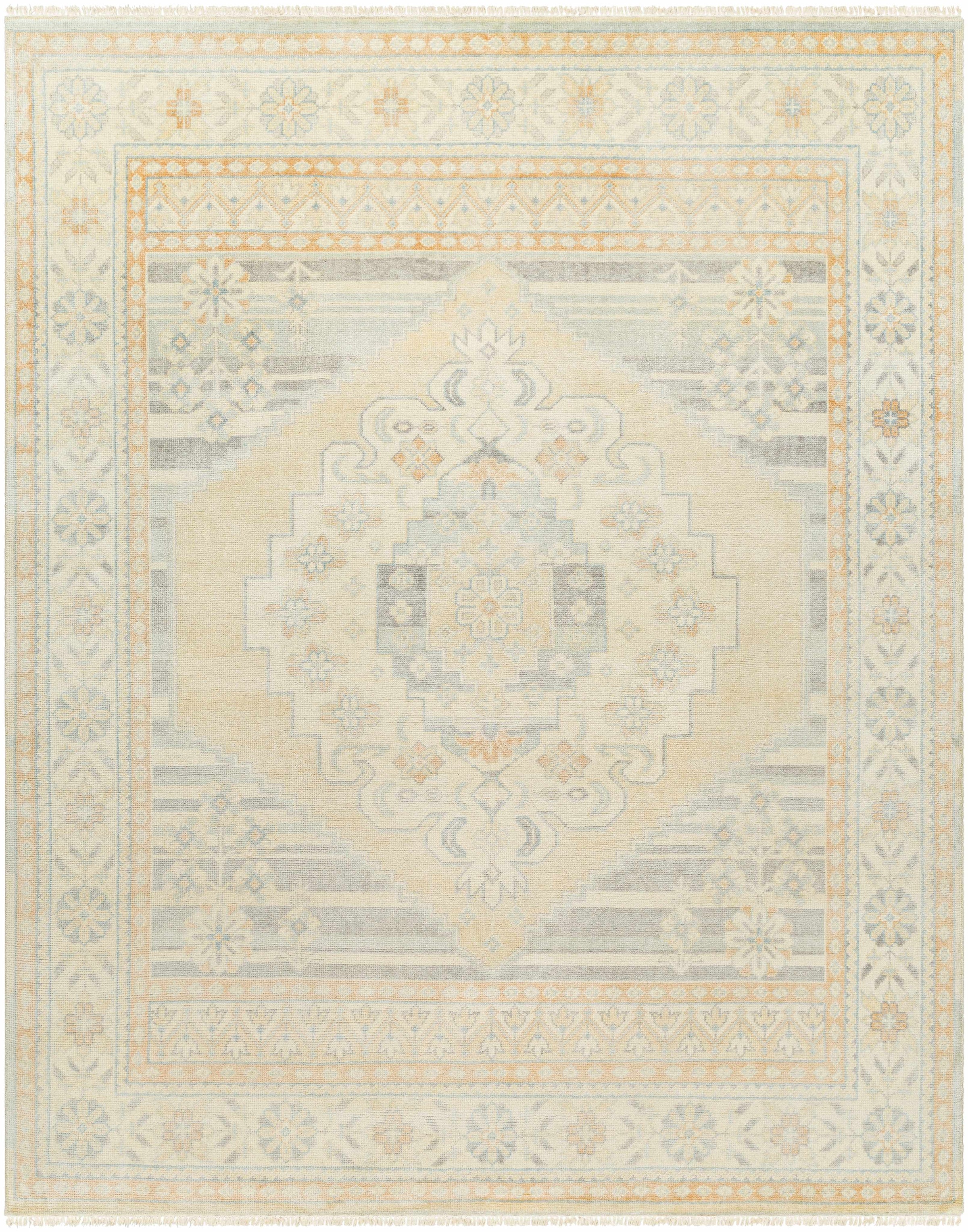 Wheat Hand Knotted 70% Wool, 30% Viscose Traditional Rectangle Handmade rug, Indoor use only, has fringe, non-washable. runner also available