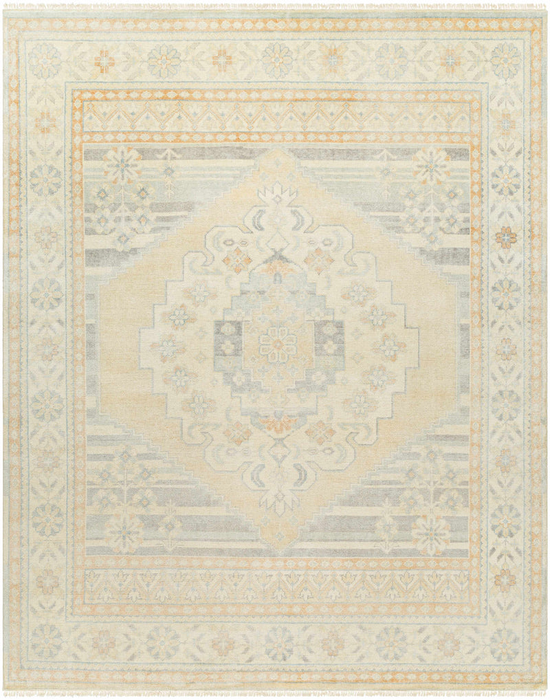 Wheat Hand Knotted 70% Wool, 30% Viscose Traditional Rectangle Handmade rug, Indoor use only, has fringe, non-washable. runner also available