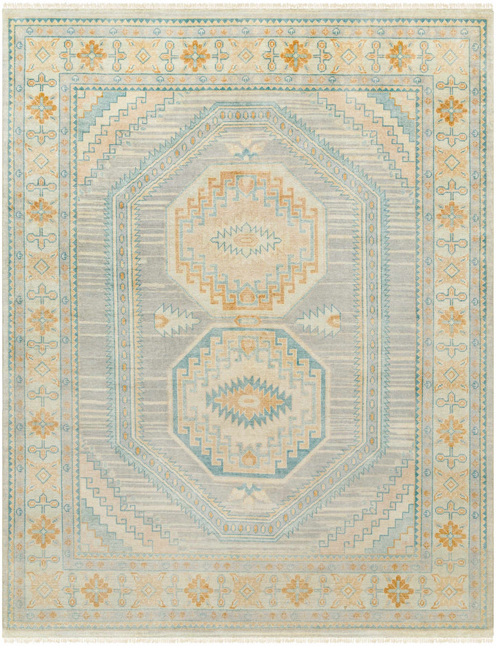 Beige Hand Knotted 70% Wool, 30% Viscose Traditional Rectangle Handmade rug, Indoor use only, has fringe, non-washable. runner also available