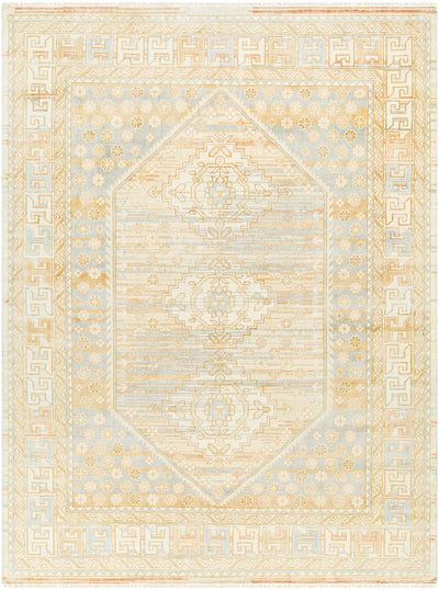 Light Beige Hand Knotted 70% Wool, 30% Viscose Traditional Rectangle Handmade rug, Indoor use only, has fringe, non-washable. runner also available