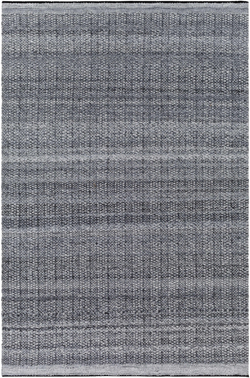 Black Hand Woven 100% Recycled PET Yarn Cottage Rectangle Handmade rug, Indoor use only, no fringe, non-washable. runner also available