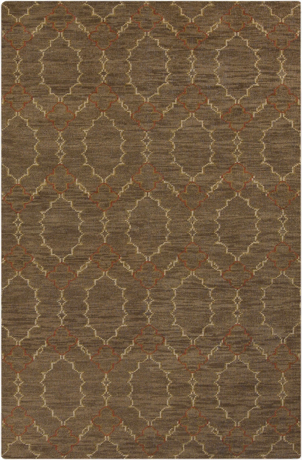 Brown Hand Knotted 100% Wool Modern Rectangle Handmade rug, Indoor use only, no fringe, non-washable.