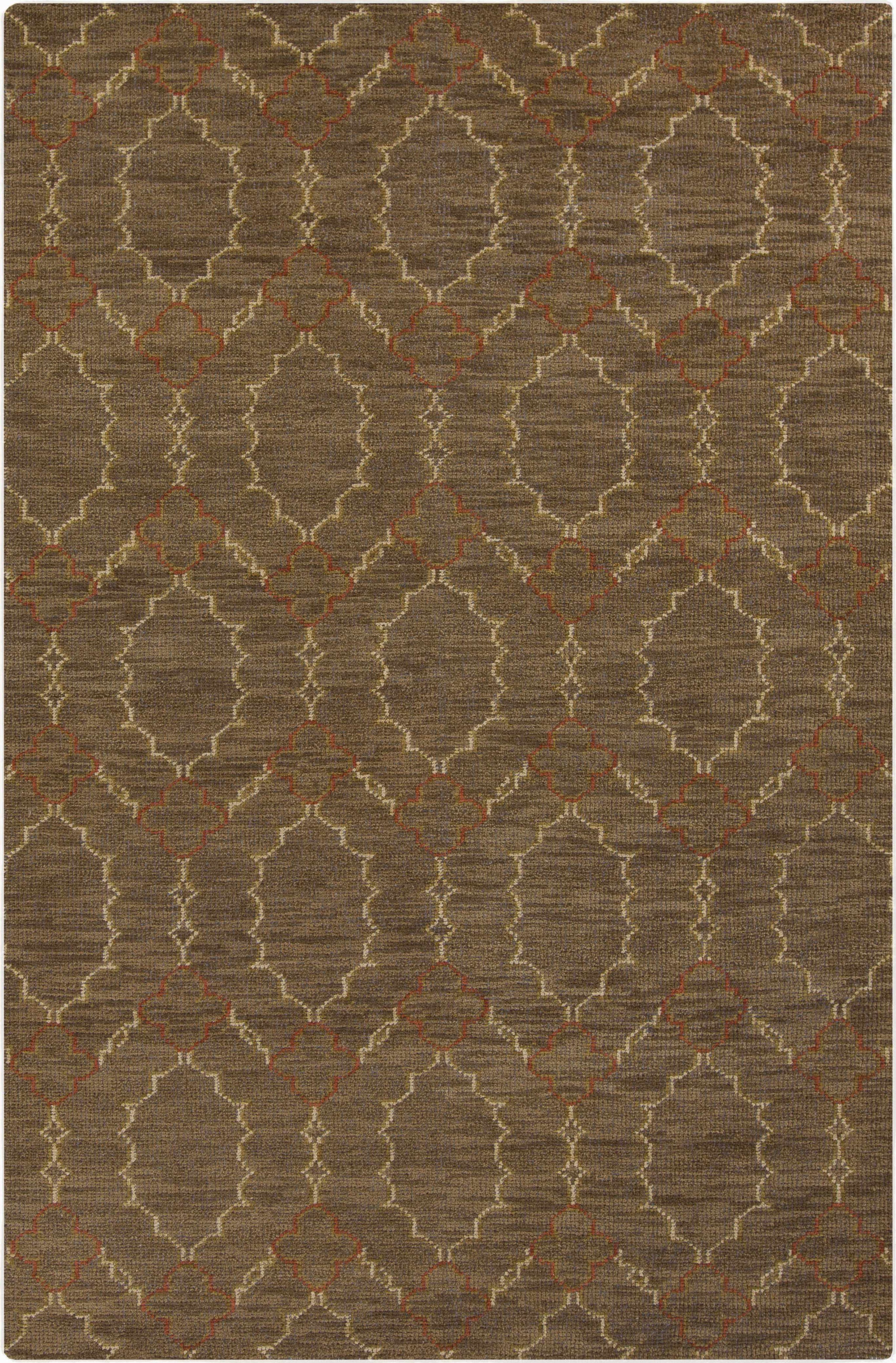 Brown Hand Knotted 100% Wool Modern Rectangle Handmade rug, Indoor use only, no fringe, non-washable.