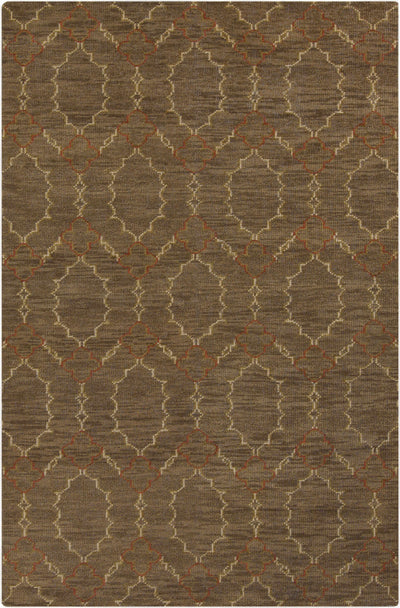 Brown Hand Knotted 100% Wool Modern Rectangle Handmade rug, Indoor use only, no fringe, non-washable.