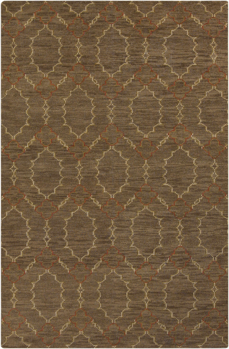 Brown Hand Knotted 100% Wool Modern Rectangle Handmade rug, Indoor use only, no fringe, non-washable.