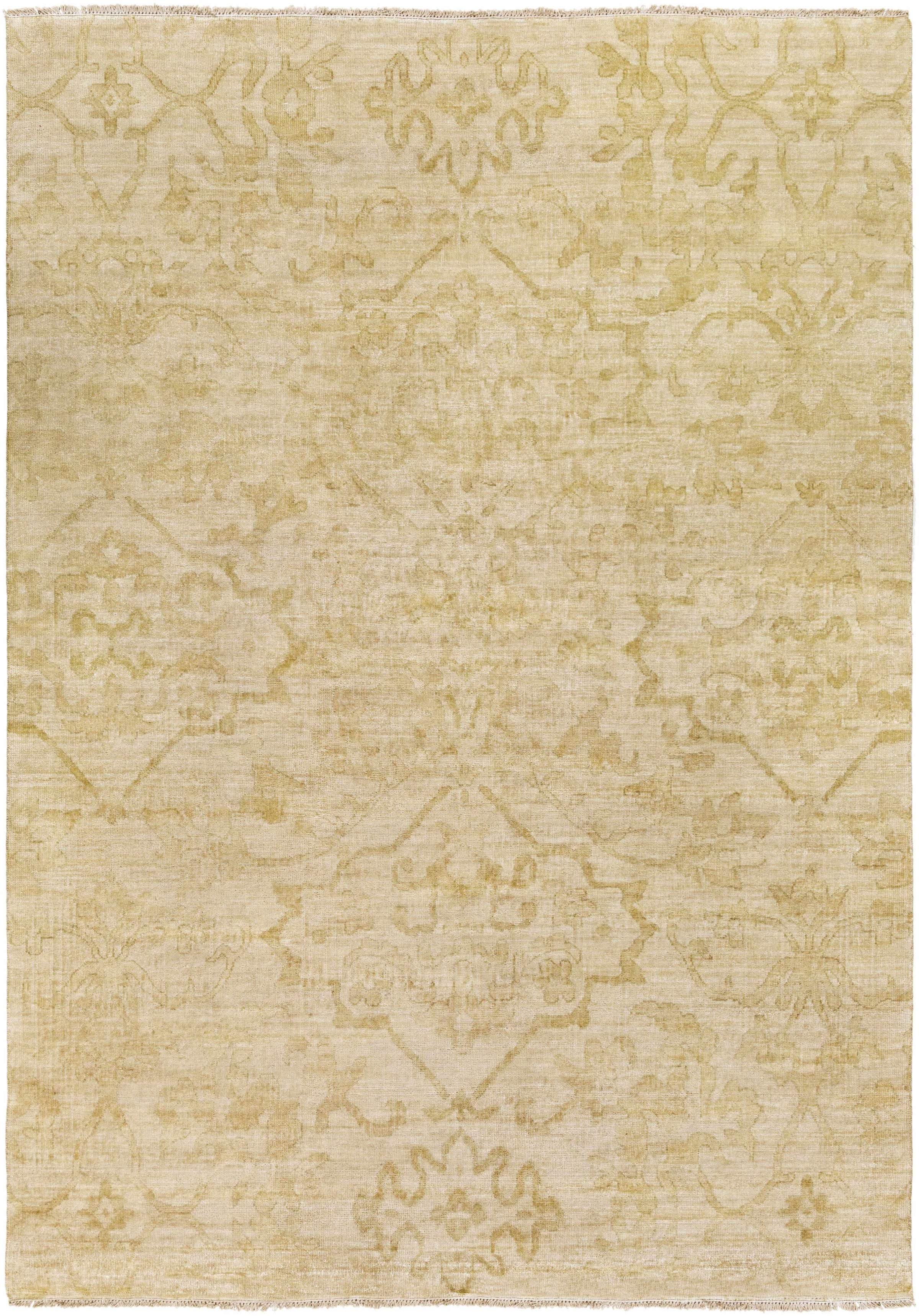 Tan Hand Knotted 100% NZ Wool Traditional Rectangle Handmade rug, Indoor use only, has fringe, non-washable.
