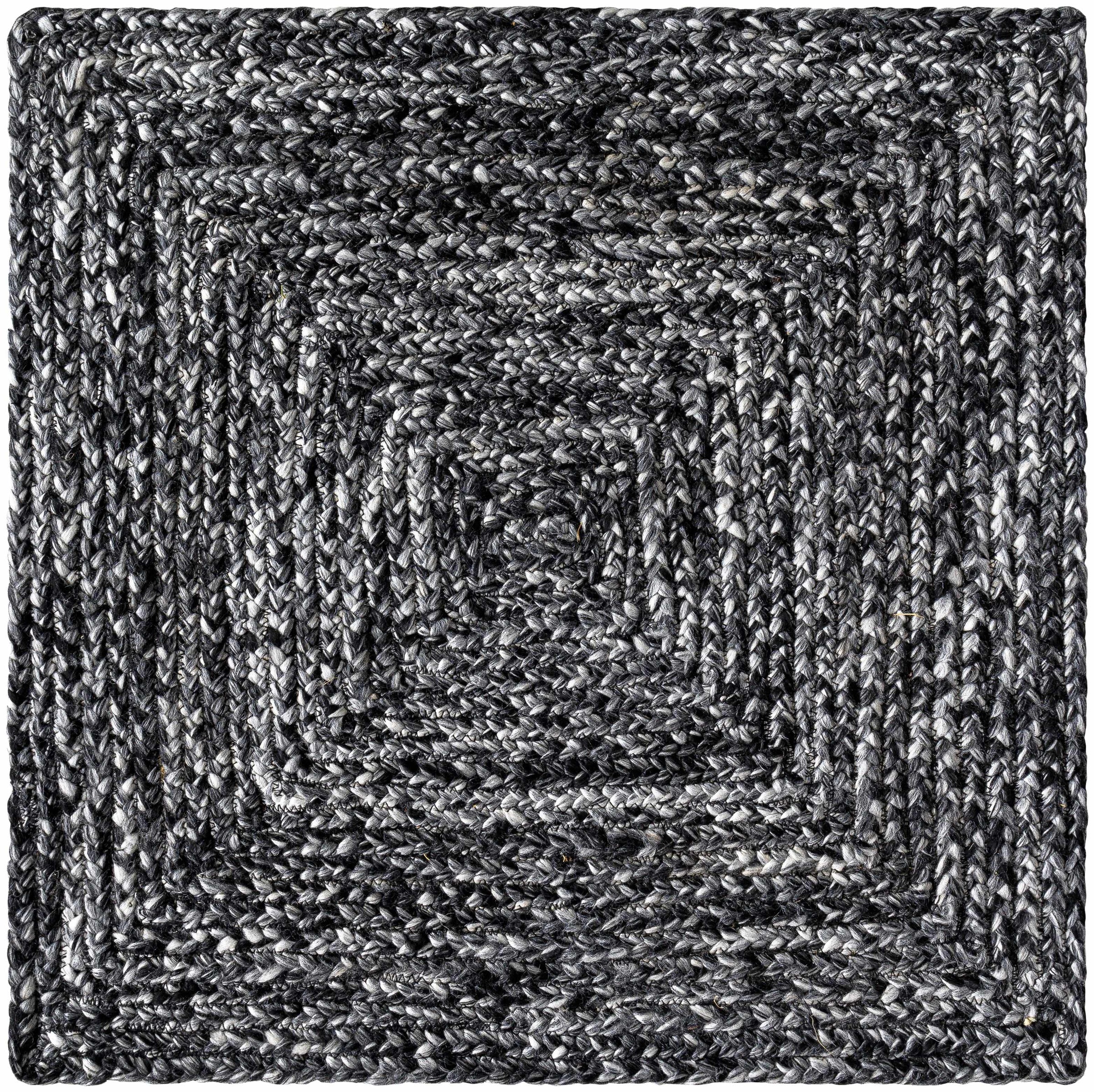 Black Hand Woven 100% Recycled PET Yarn Modern Rectangle Handmade rug, Indoor use only, no fringe, non-washable.