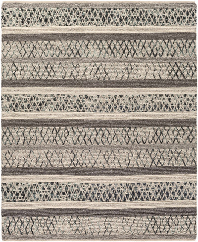 Charcoal Hand Woven 60% Wool, 40% Viscose Global Rectangle Handmade rug, Indoor use only, no fringe, non-washable.