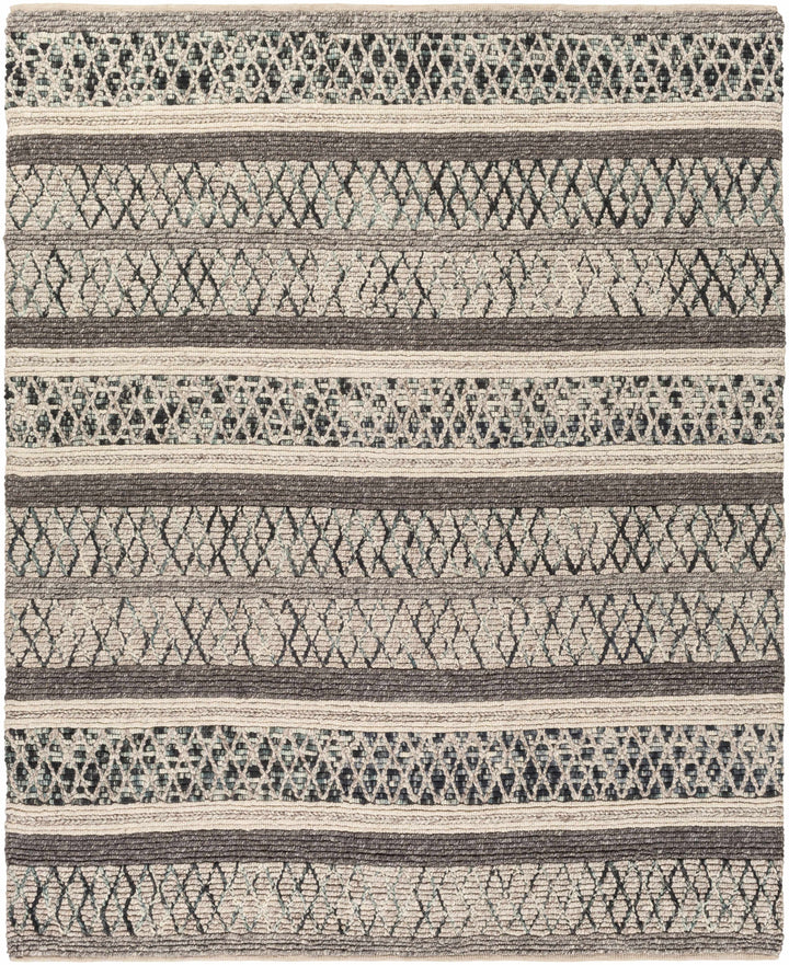 Charcoal Hand Woven 60% Wool, 40% Viscose Global Rectangle Handmade rug, Indoor use only, no fringe, non-washable.