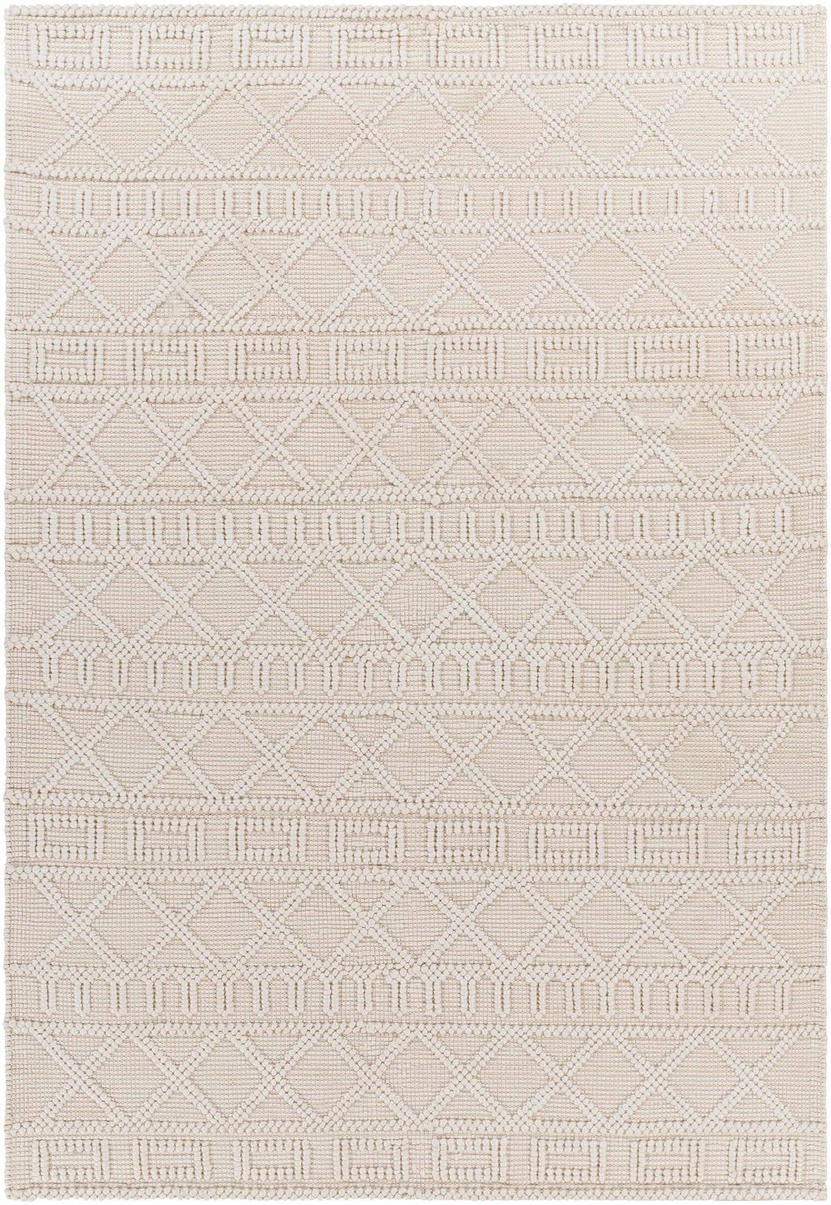 Beige Hand Woven 100% Recycled PET Yarn Global Rectangle Handmade rug, Indoor use only, no fringe, non-washable. runner also available