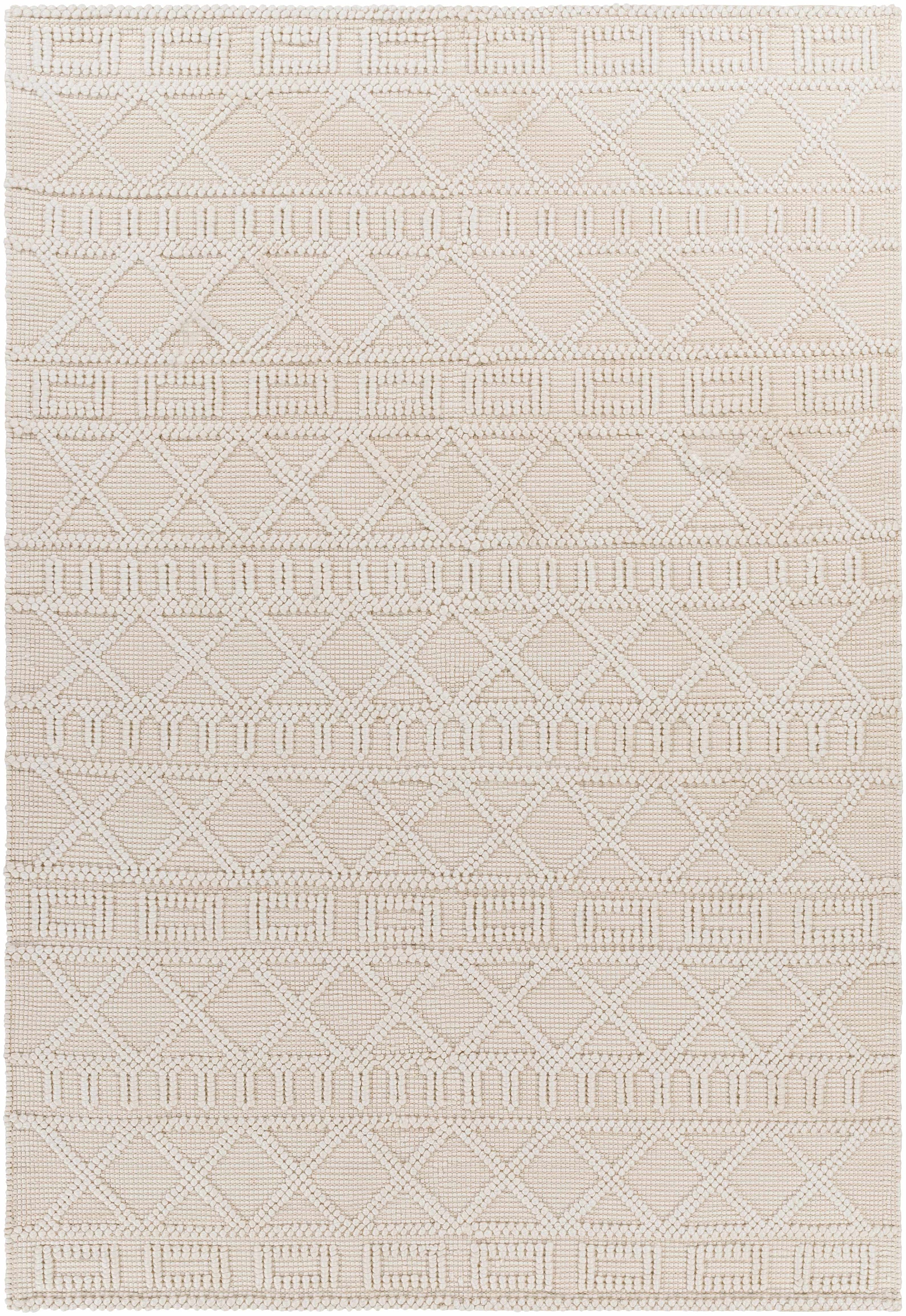 Beige Hand Woven 100% Recycled PET Yarn Global Rectangle Handmade rug, Indoor use only, no fringe, non-washable. runner also available