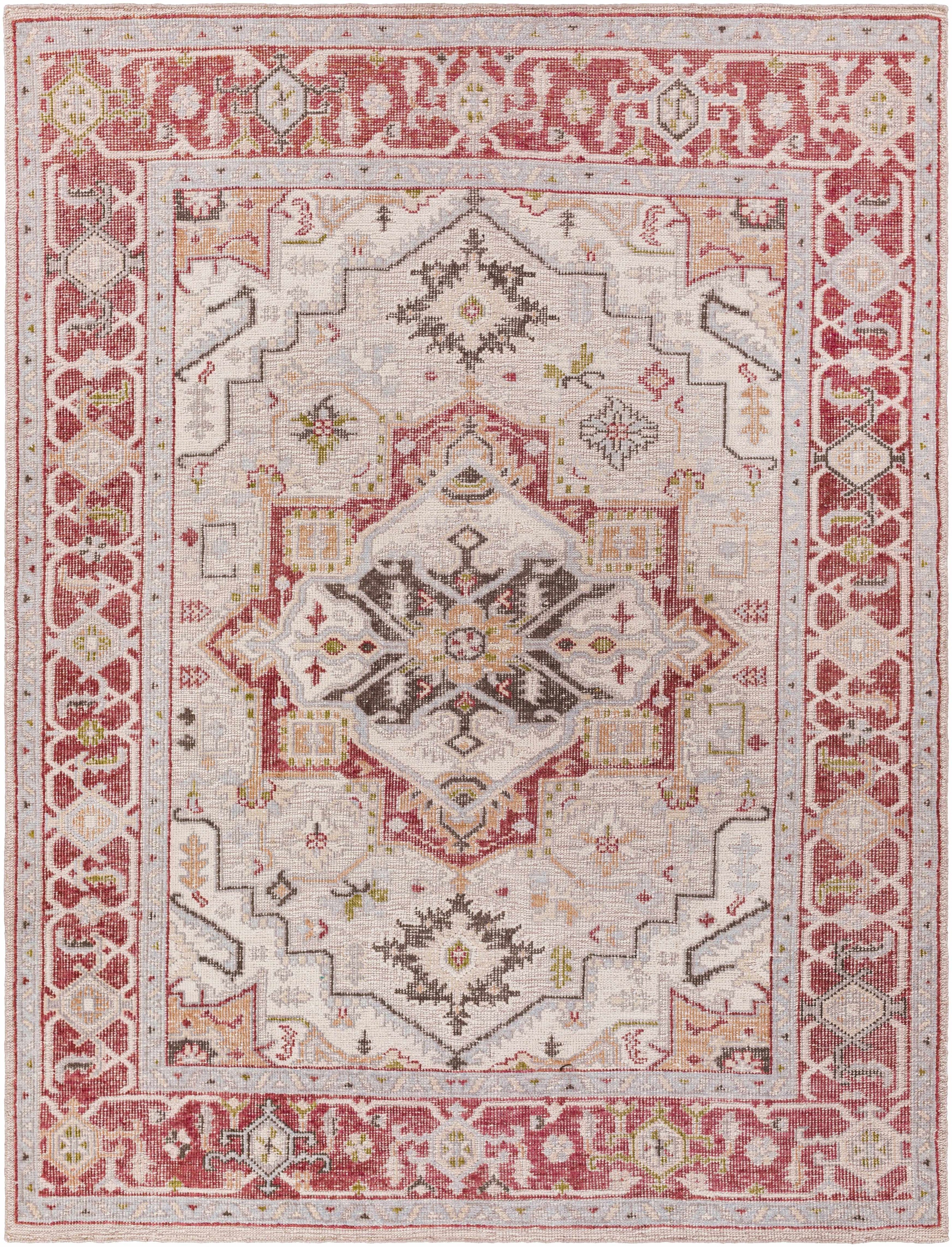 Rust Hand Knotted 100% Recycled PET Yarn Traditional Rectangle Handmade rug, Indoor use only, no fringe, non-washable. runner also available