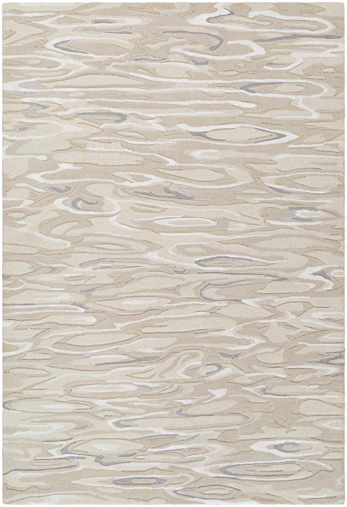 Beige Hand Tufted 70% Wool, 30% Viscose Modern Rectangle Handmade rug, Indoor use only, no fringe, non-washable.