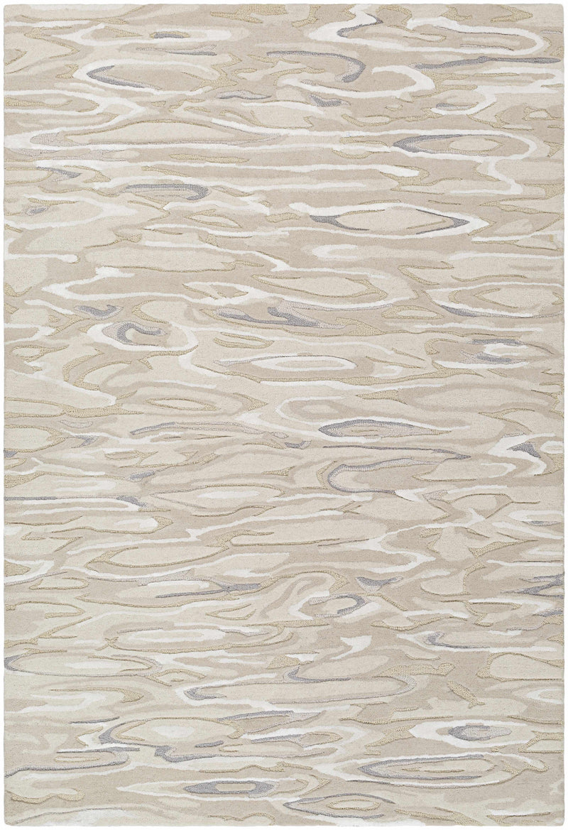 Beige Hand Tufted 70% Wool, 30% Viscose Modern Rectangle Handmade rug, Indoor use only, no fringe, non-washable.