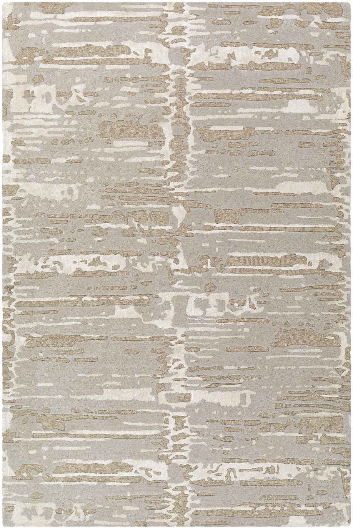 Beige Hand Tufted 70% Wool, 30% Viscose Modern Rectangle Handmade rug, Indoor use only, no fringe, non-washable.