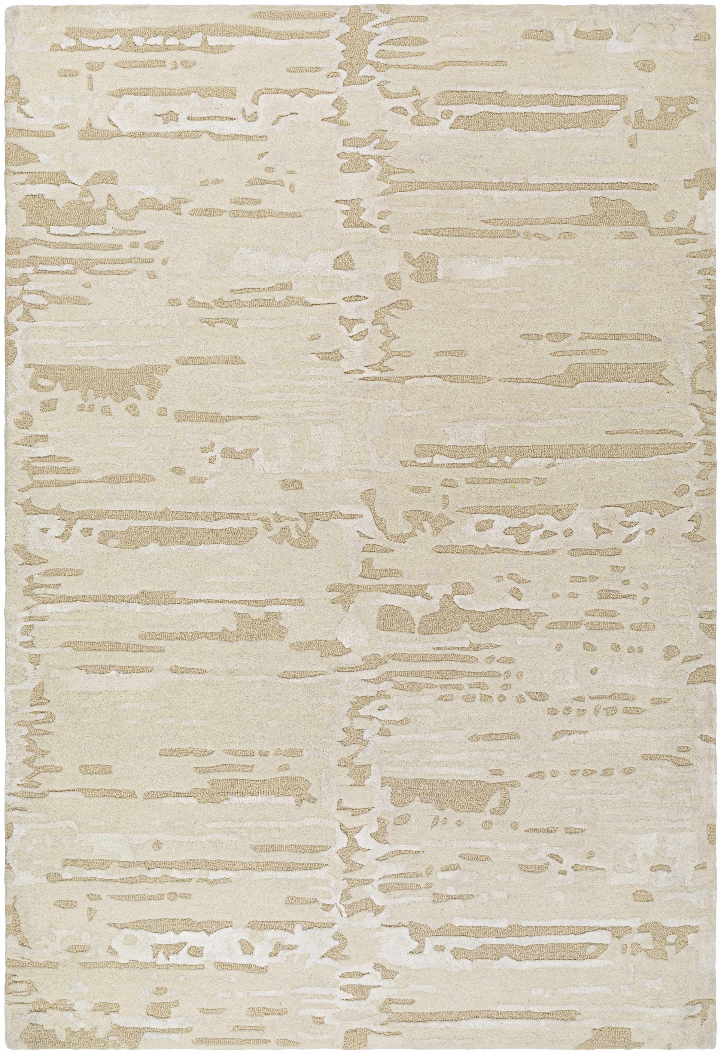 Beige Hand Tufted 70% Wool, 30% Viscose Modern Rectangle Handmade rug, Indoor use only, no fringe, non-washable.