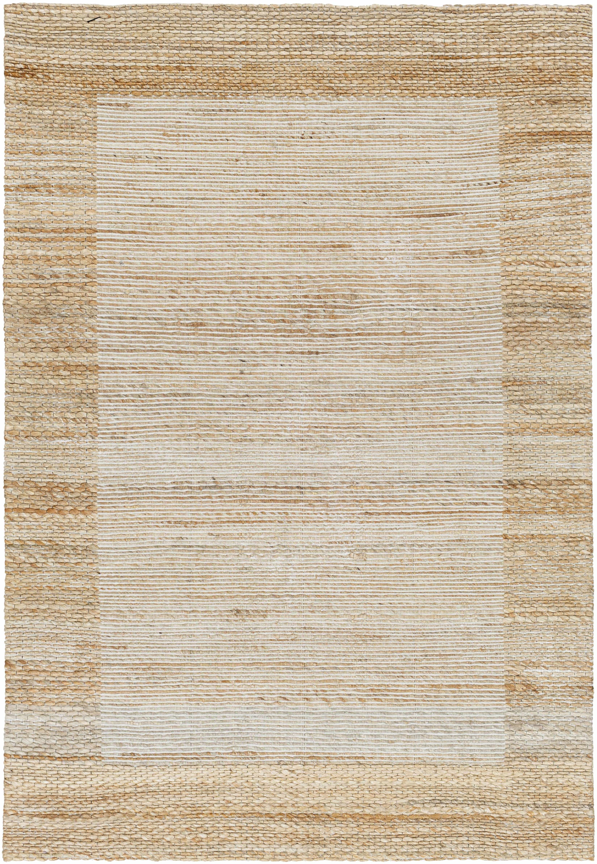 Tan Hand Woven 95% Jute, 5% Cotton Cottage Rectangle Handmade rug, Indoor use only, no fringe, non-washable.