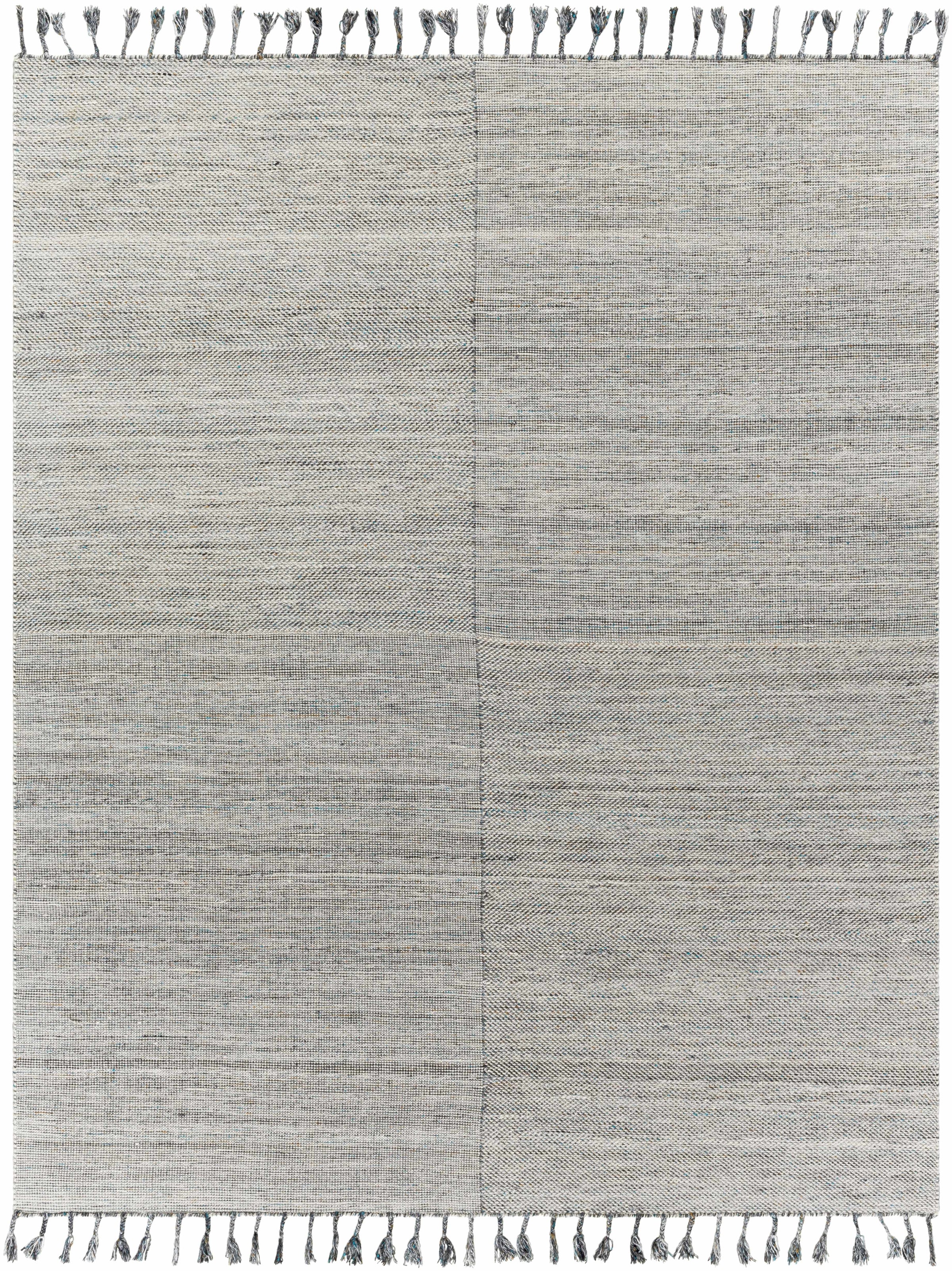 Beige Hand Woven 100% Recycled PET Yarn Cottage Rectangle Handmade rug, Indoor use only, has fringe, non-washable.