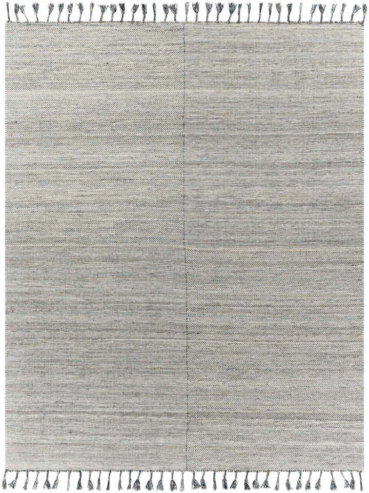 Beige Hand Woven 100% Recycled PET Yarn Cottage Rectangle Handmade rug, Indoor use only, has fringe, non-washable.