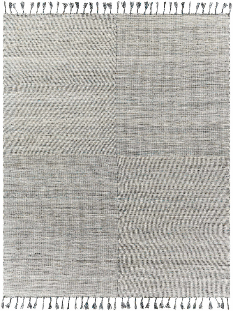 Beige Hand Woven 100% Recycled PET Yarn Cottage Rectangle Handmade rug, Indoor use only, has fringe, non-washable.