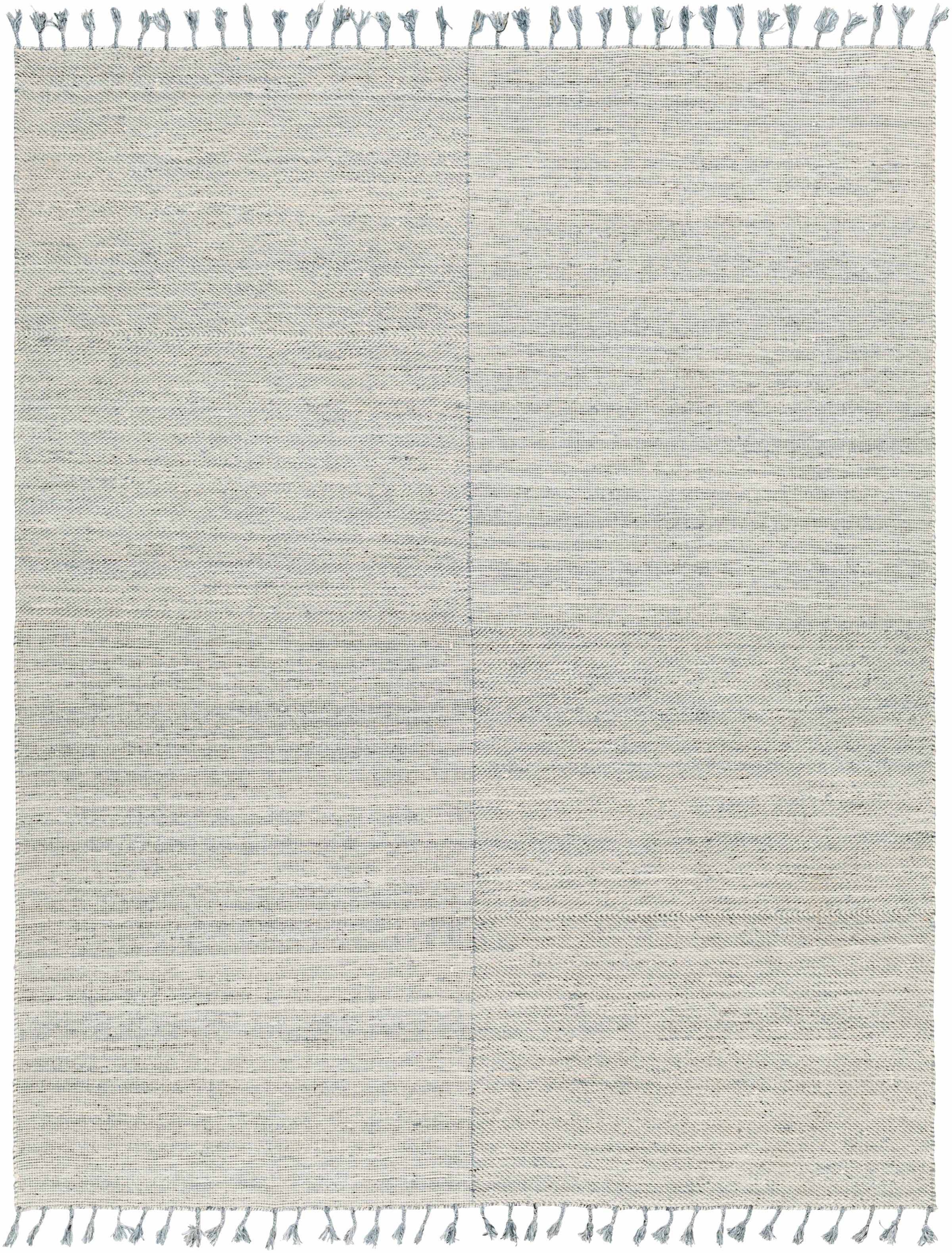 Beige Hand Woven 100% Recycled PET Yarn Cottage Rectangle Handmade rug, Indoor use only, has fringe, non-washable.