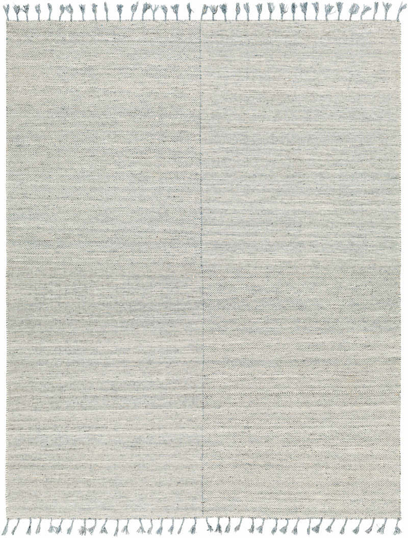 Beige Hand Woven 100% Recycled PET Yarn Cottage Rectangle Handmade rug, Indoor use only, has fringe, non-washable.