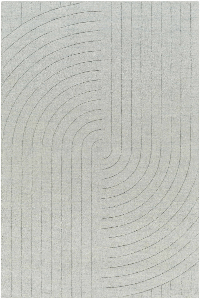 Sage Hand Loomed 100% Wool Modern Rectangle Handmade rug, Indoor use only, no fringe, non-washable.