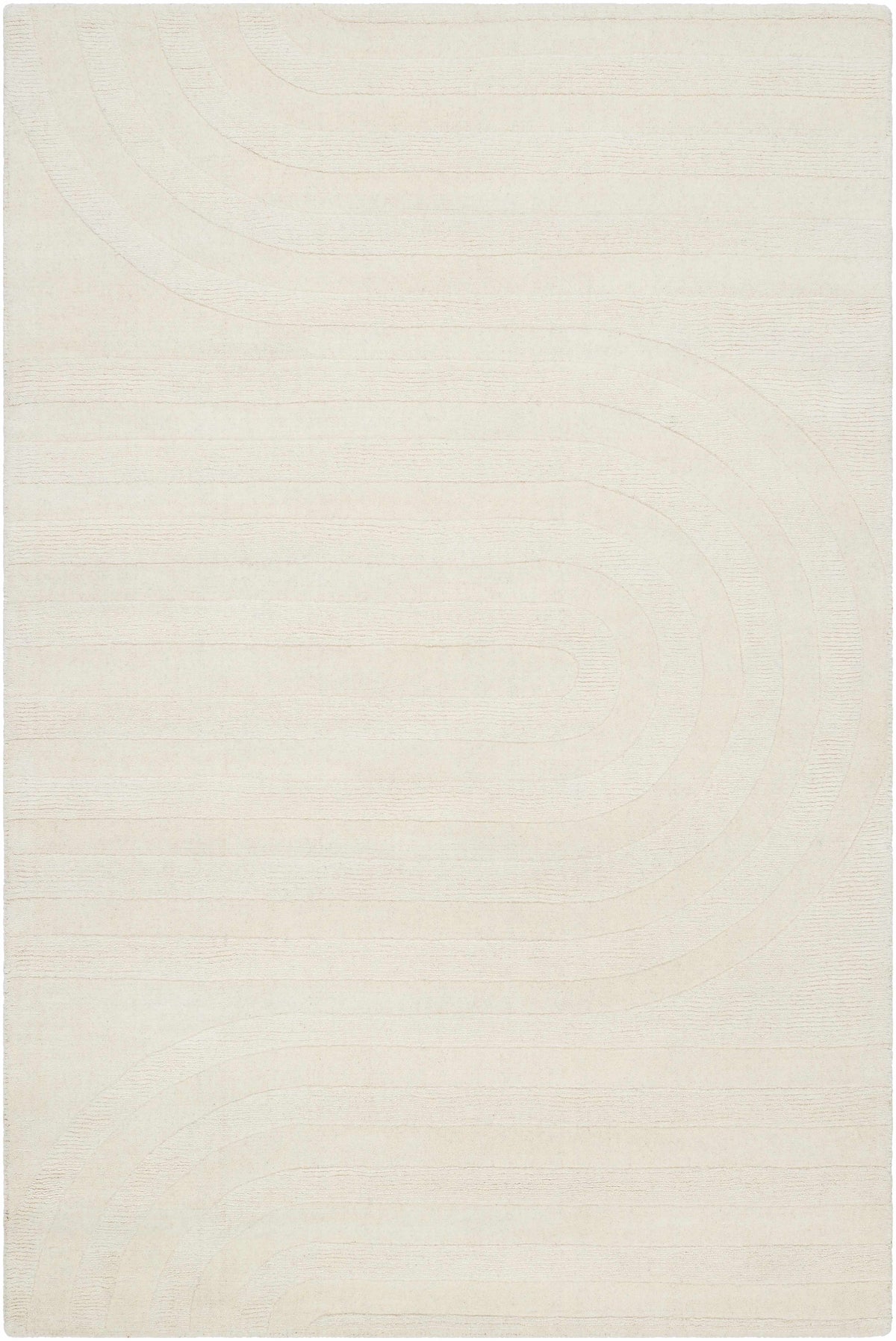 Beige Hand Loomed 100% Wool Modern Rectangle Handmade rug, Indoor use only, no fringe, non-washable.