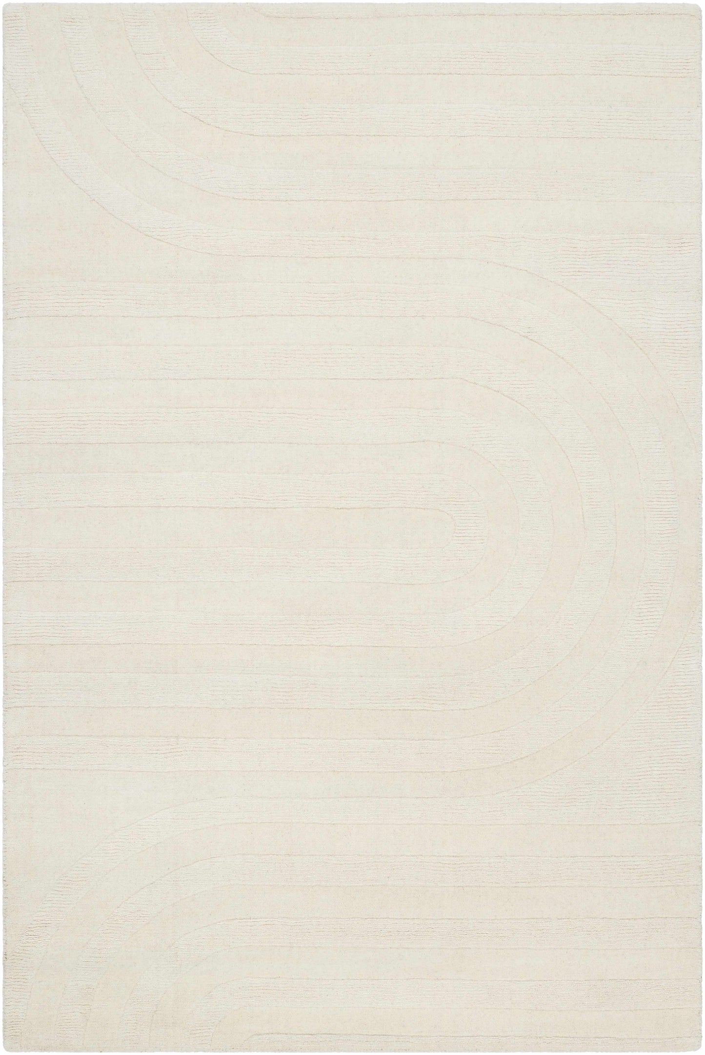 Beige Hand Loomed 100% Wool Modern Rectangle Handmade rug, Indoor use only, no fringe, non-washable.