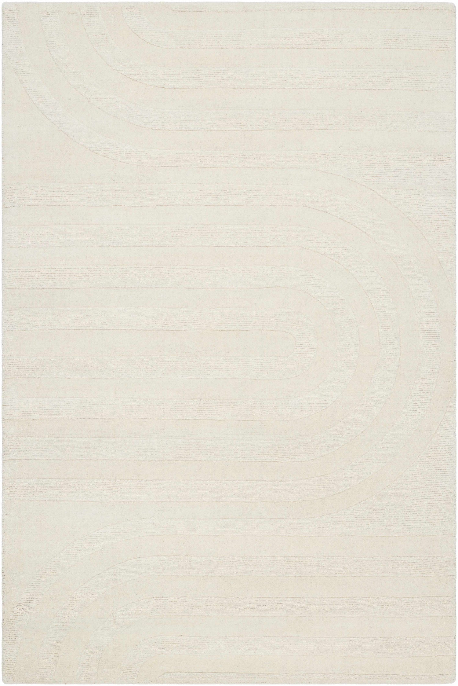 Beige Hand Loomed 100% Wool Modern Rectangle Handmade rug, Indoor use only, no fringe, non-washable.