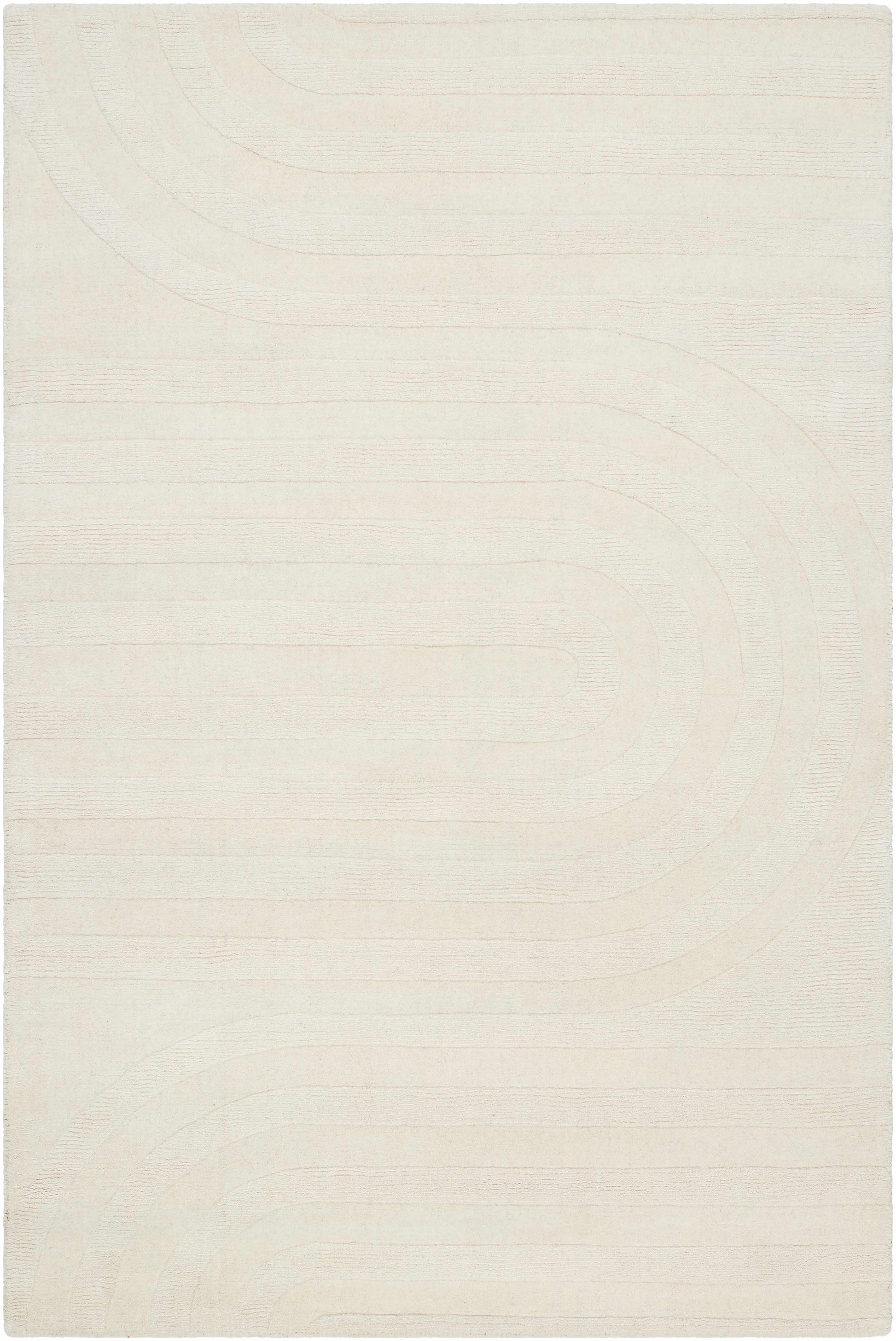 Beige Hand Loomed 100% Wool Modern Rectangle Handmade rug, Indoor use only, no fringe, non-washable.