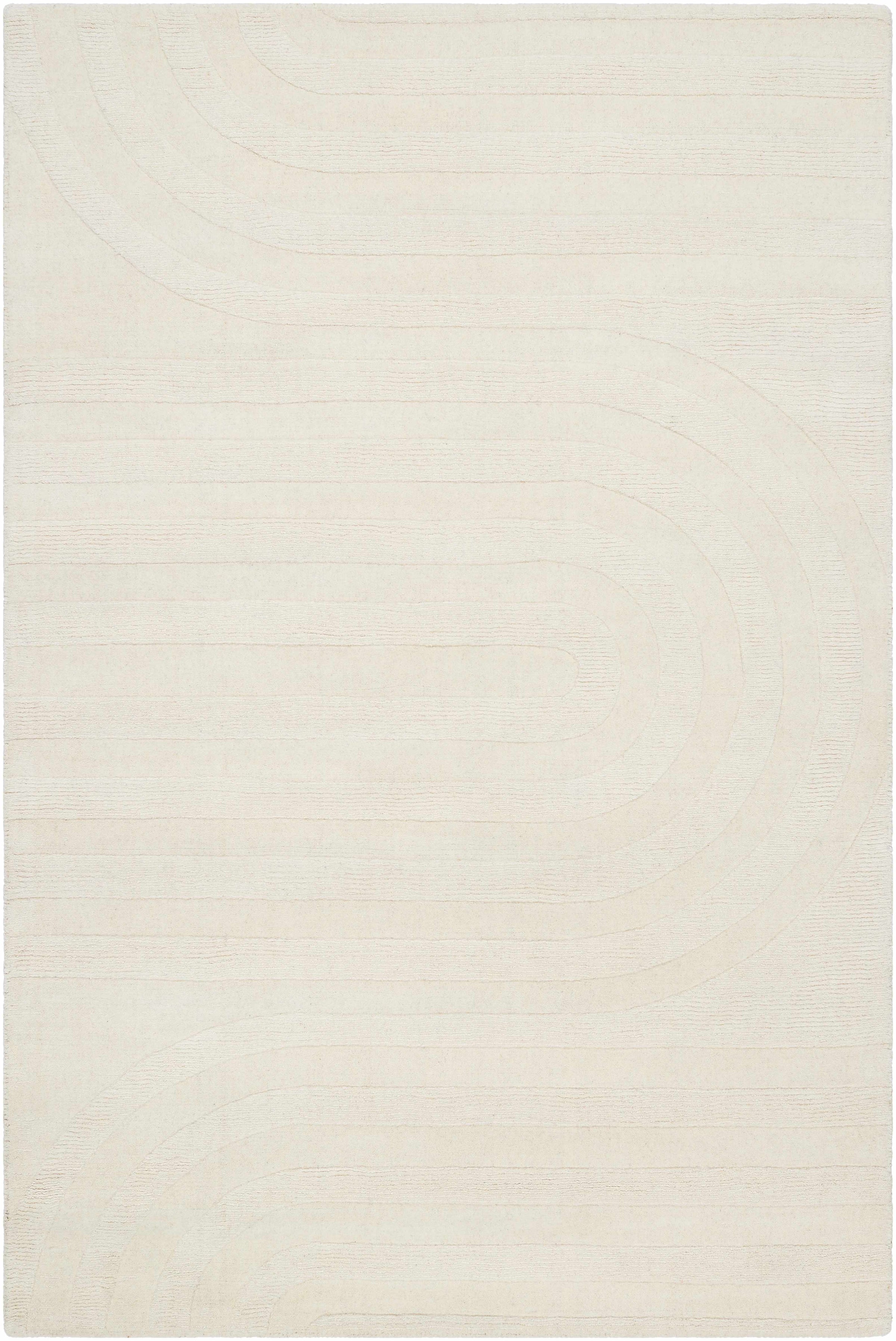 Beige Hand Loomed 100% Wool Modern Rectangle Handmade rug, Indoor use only, no fringe, non-washable.