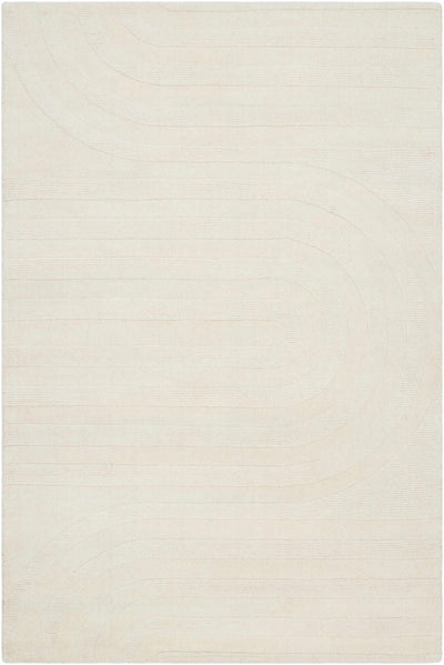 Beige Hand Loomed 100% Wool Modern Rectangle Handmade rug, Indoor use only, no fringe, non-washable.