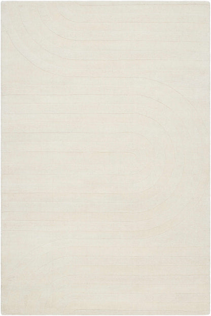 Beige Hand Loomed 100% Wool Modern Rectangle Handmade rug, Indoor use only, no fringe, non-washable.