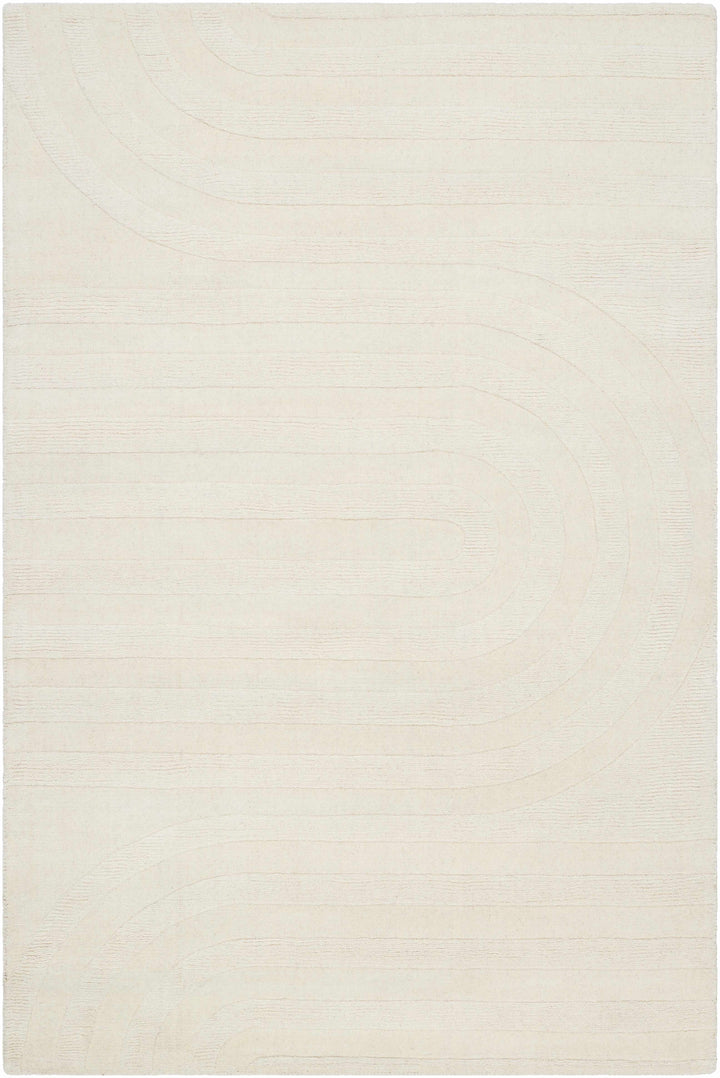 Beige Hand Loomed 100% Wool Modern Rectangle Handmade rug, Indoor use only, no fringe, non-washable.