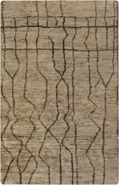 Tan Hand Knotted 100% Jute Modern Rectangle Handmade rug, Indoor use only, no fringe, non-washable.