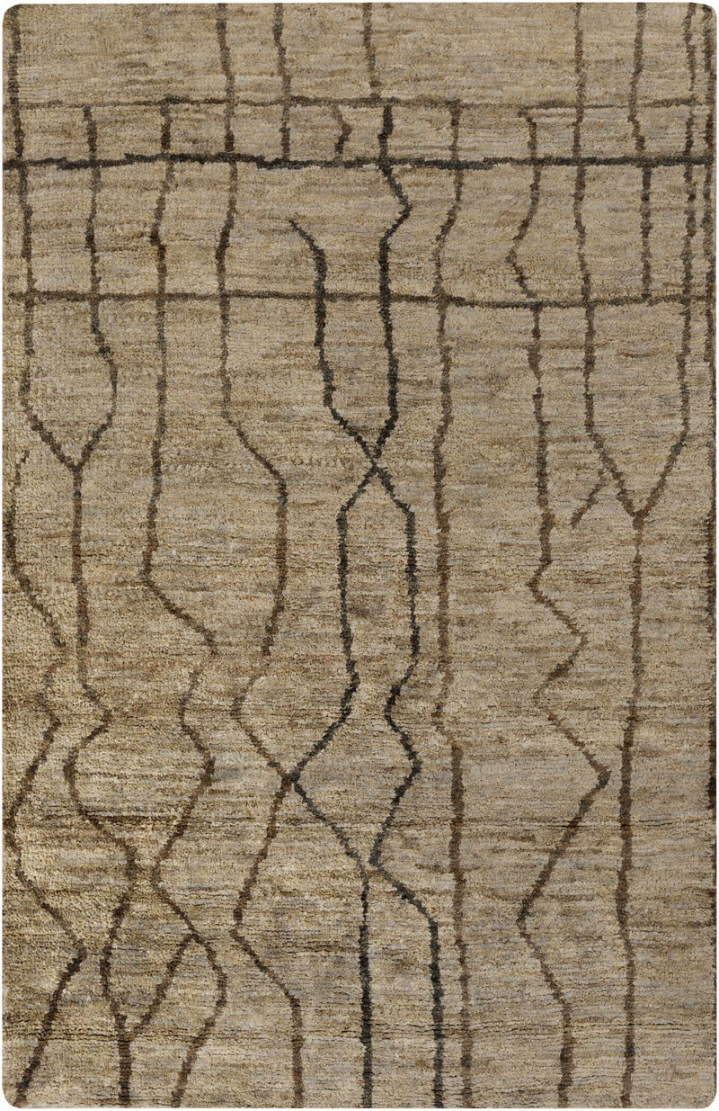 Tan Hand Knotted 100% Jute Modern Rectangle Handmade rug, Indoor use only, no fringe, non-washable.