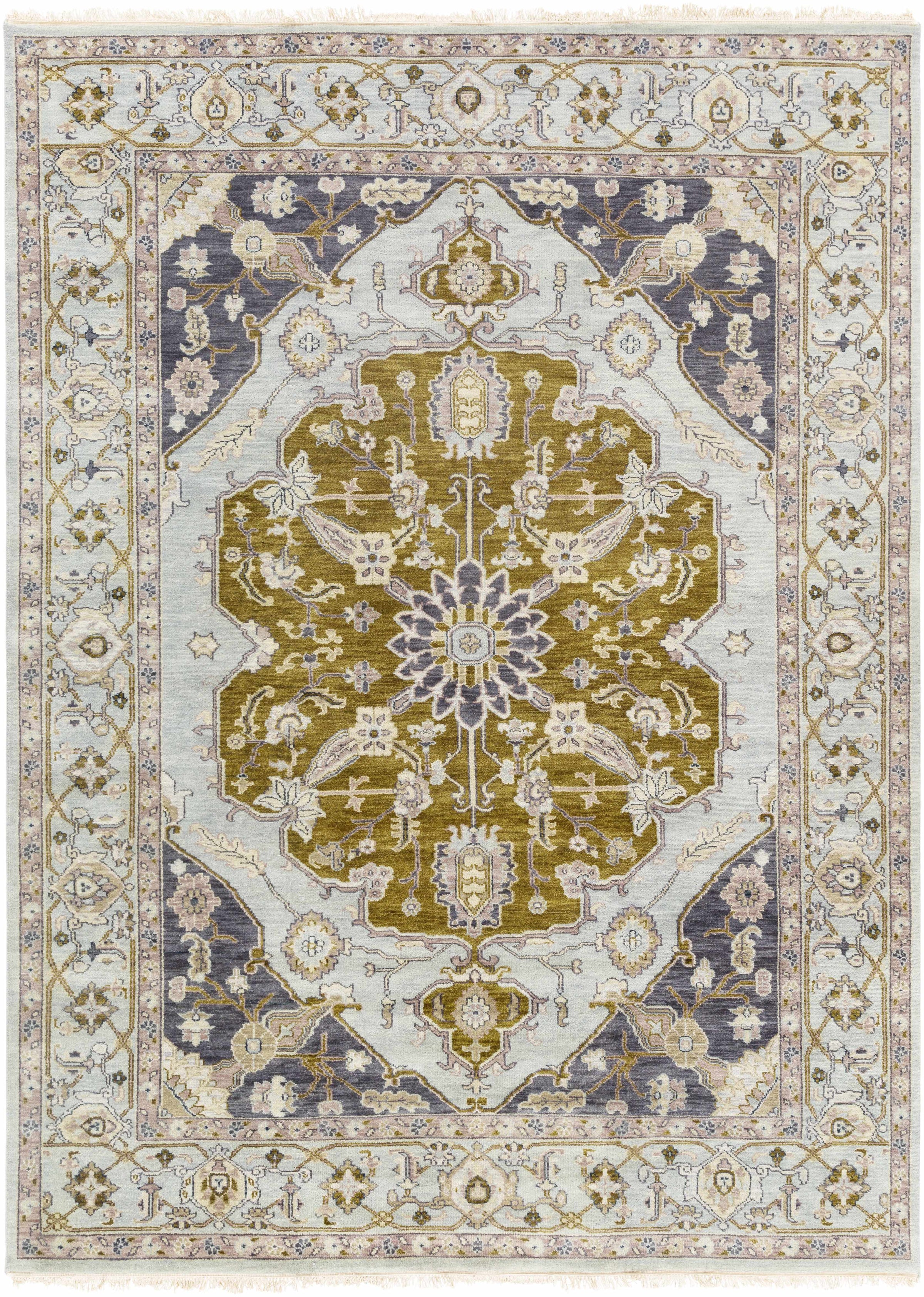 Slate Hand Knotted 100% NZ Wool Traditional Rectangle Handmade rug, Indoor use only, has fringe, non-washable. round, runner also available